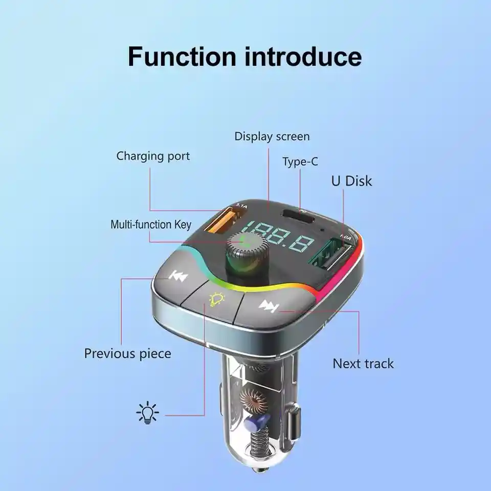Modulador Carro Transmisor Fm Bluetooth Doble Puerto Usb 25w