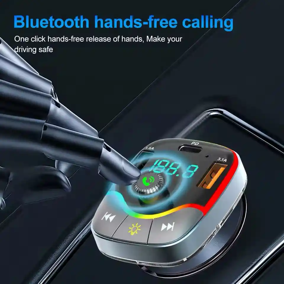 Modulador Carro Transmisor Fm Bluetooth Doble Puerto Usb 25w