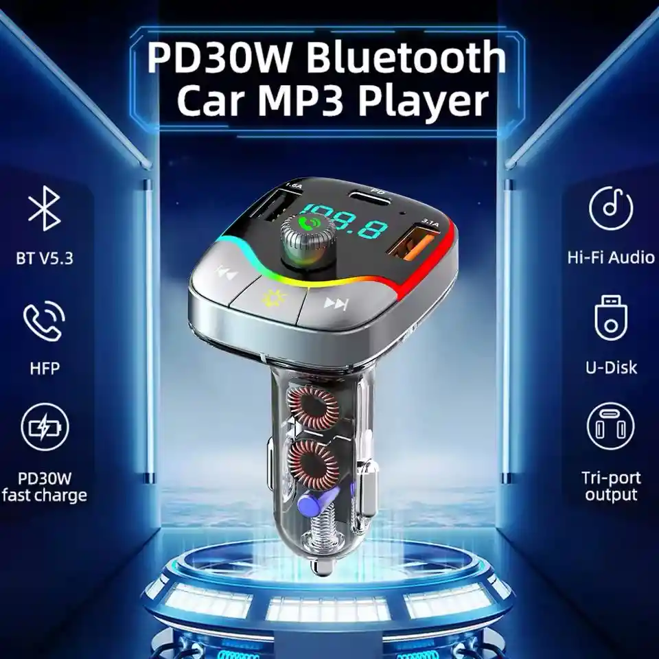 Modulador Carro Transmisor Fm Bluetooth Doble Puerto Usb 25w