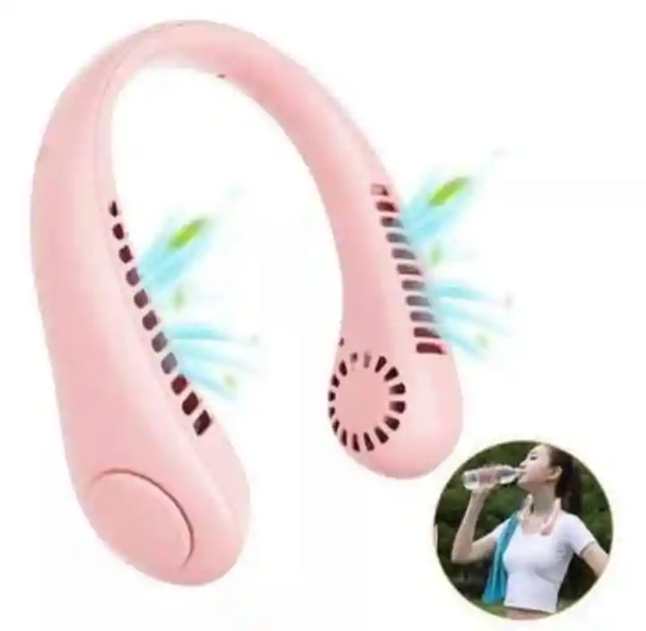 Ventilador Portatil De Cuello, Silencioso Usb Recargable Rosado