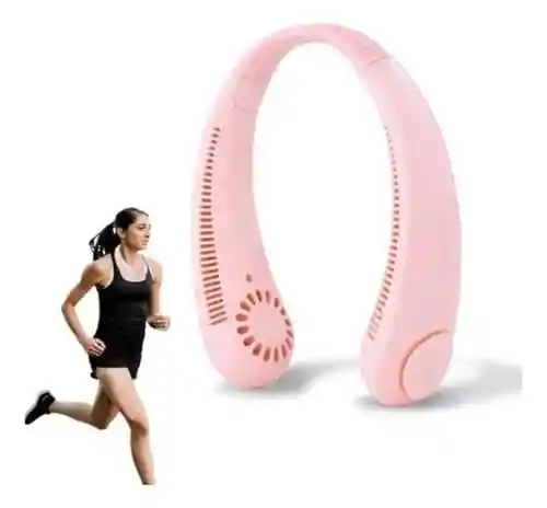 Ventilador Portatil De Cuello, Silencioso Usb Recargable Rosado