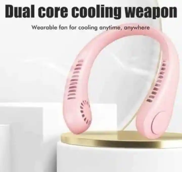 Ventilador Portatil De Cuello, Silencioso Usb Recargable Rosado
