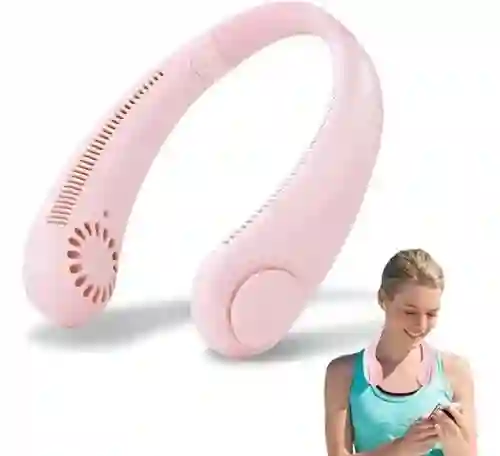 Ventilador Portatil De Cuello, Silencioso Usb Recargable Rosado