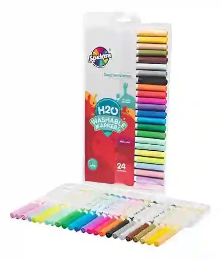 Set 24 Marcadores Lavables Spektra Colores Vibrantes Niños