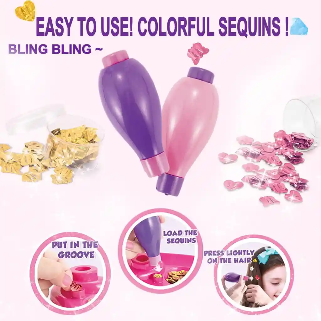 Juego Decoración De Cabello Con Lentejuelas Para Niñas