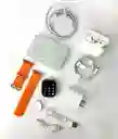 Combo Smart Watch X8 Naranja Con Power Bank, Cargador, Cargador Magnético, Audífonos Inalámbrico Y Smart Watch Ultra 2s