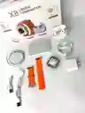 Combo Smart Watch X8 Naranja Con Power Bank, Cargador, Cargador Magnético, Audífonos Inalámbrico Y Smart Watch Ultra 2s