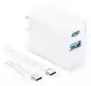 Cargador 2 En 1 Carga Rápida 20w Salida Dual + Cable Tipo C
