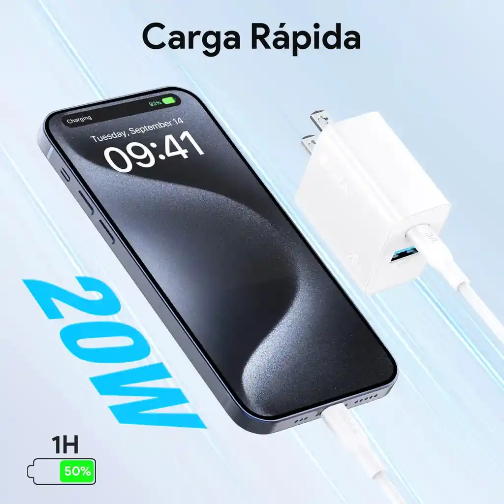 Cargador 2 En 1 Carga Rápida 20w Salida Dual + Cable Tipo C