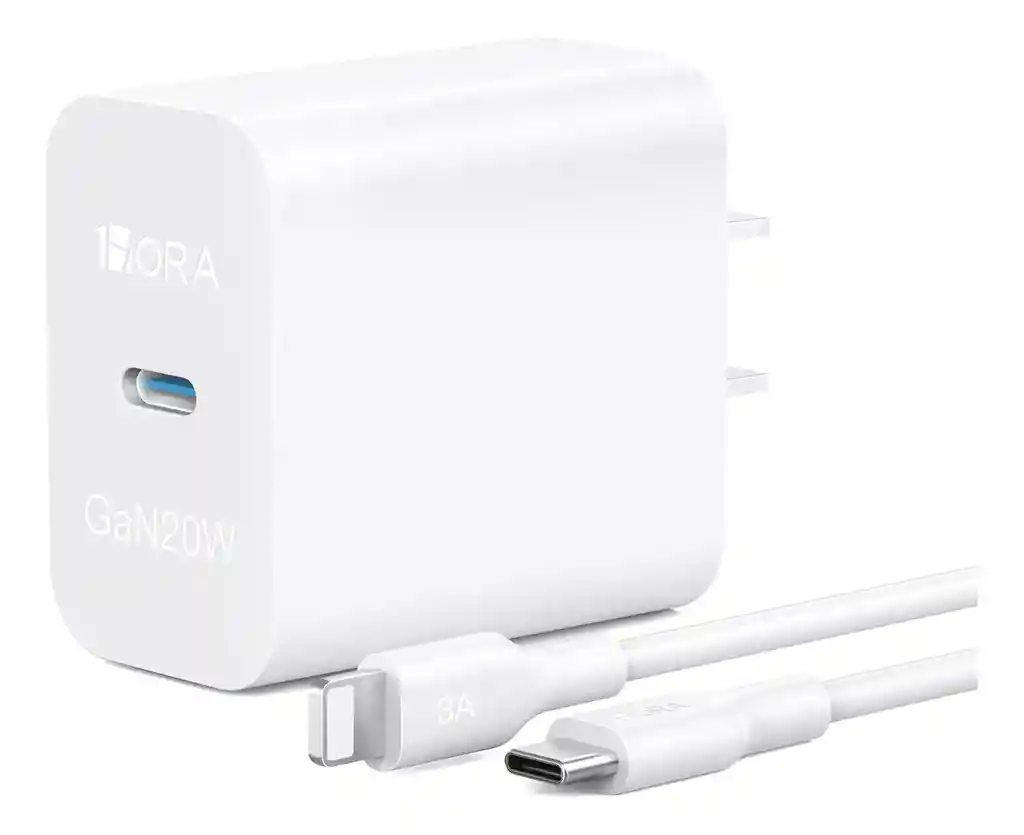 Cargador 20w Carga Rápida Gan Cargador Portátil Compatible Con Iphone Xs/xr/11/12/13/14 Cargador Y Cable Usb-c
