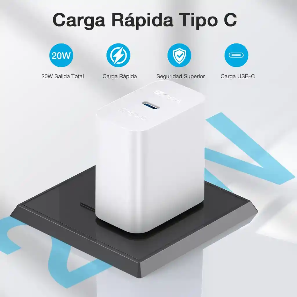 Cargador 20w Carga Rápida Gan Cargador Portátil Compatible Con Iphone Xs/xr/11/12/13/14 Cargador Y Cable Usb-c