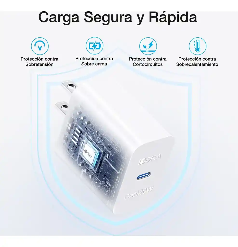 Cargador 20w Carga Rápida Gan Cargador Portátil Compatible Con Iphone Xs/xr/11/12/13/14 Cargador Y Cable Usb-c