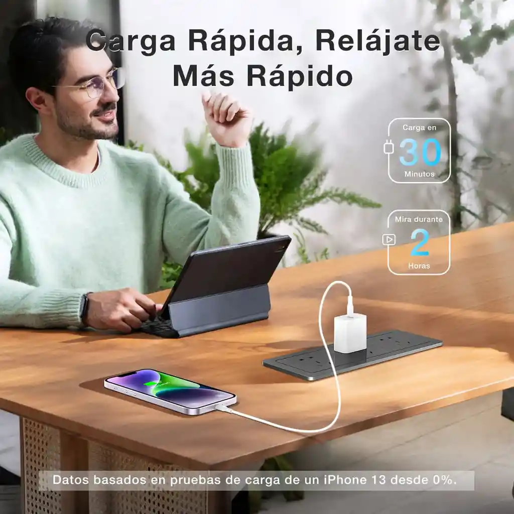 Cargador 20w Carga Rápida Gan Cargador Portátil Compatible Con Iphone Xs/xr/11/12/13/14 Cargador Y Cable Usb-c