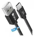 Cable Nylon Reforzado Tipo C Cable Carga Rápida 3a 1m Cab262 Color Negro