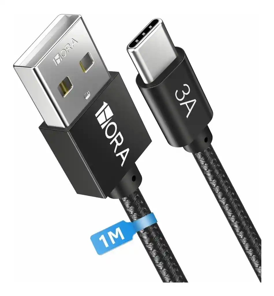 Cable Nylon Reforzado Tipo C Cable Carga Rápida 3a 1m Cab262 Color Negro