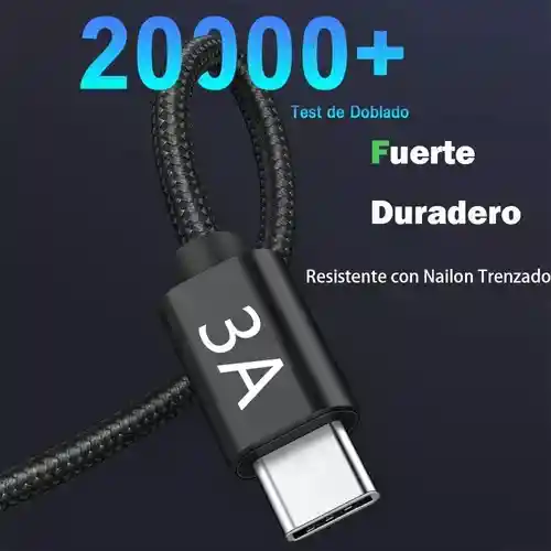 Cable Nylon Reforzado Tipo C Cable Carga Rápida 3a 1m Cab262 Color Negro