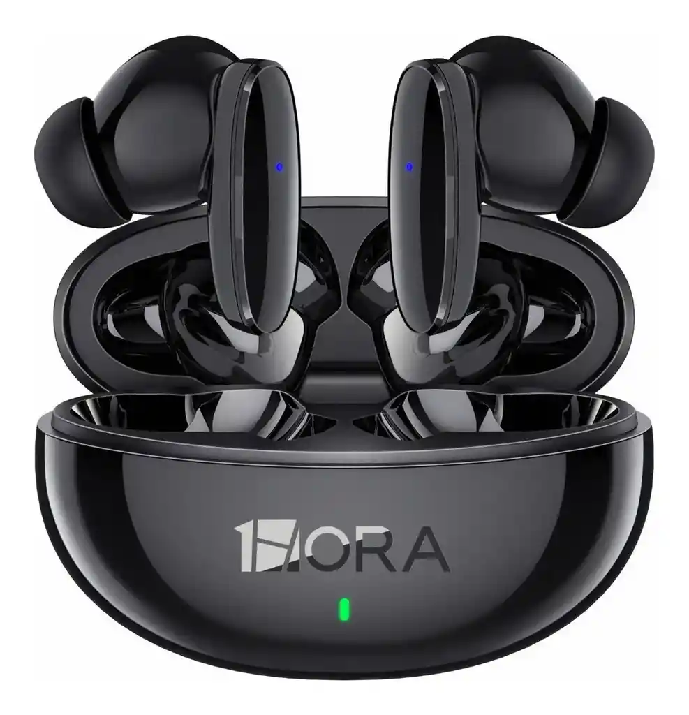 Auriculares In-ear Inalámbricos 1hora Bluetooth Aut205 Aut205n Negro Con Luz Led