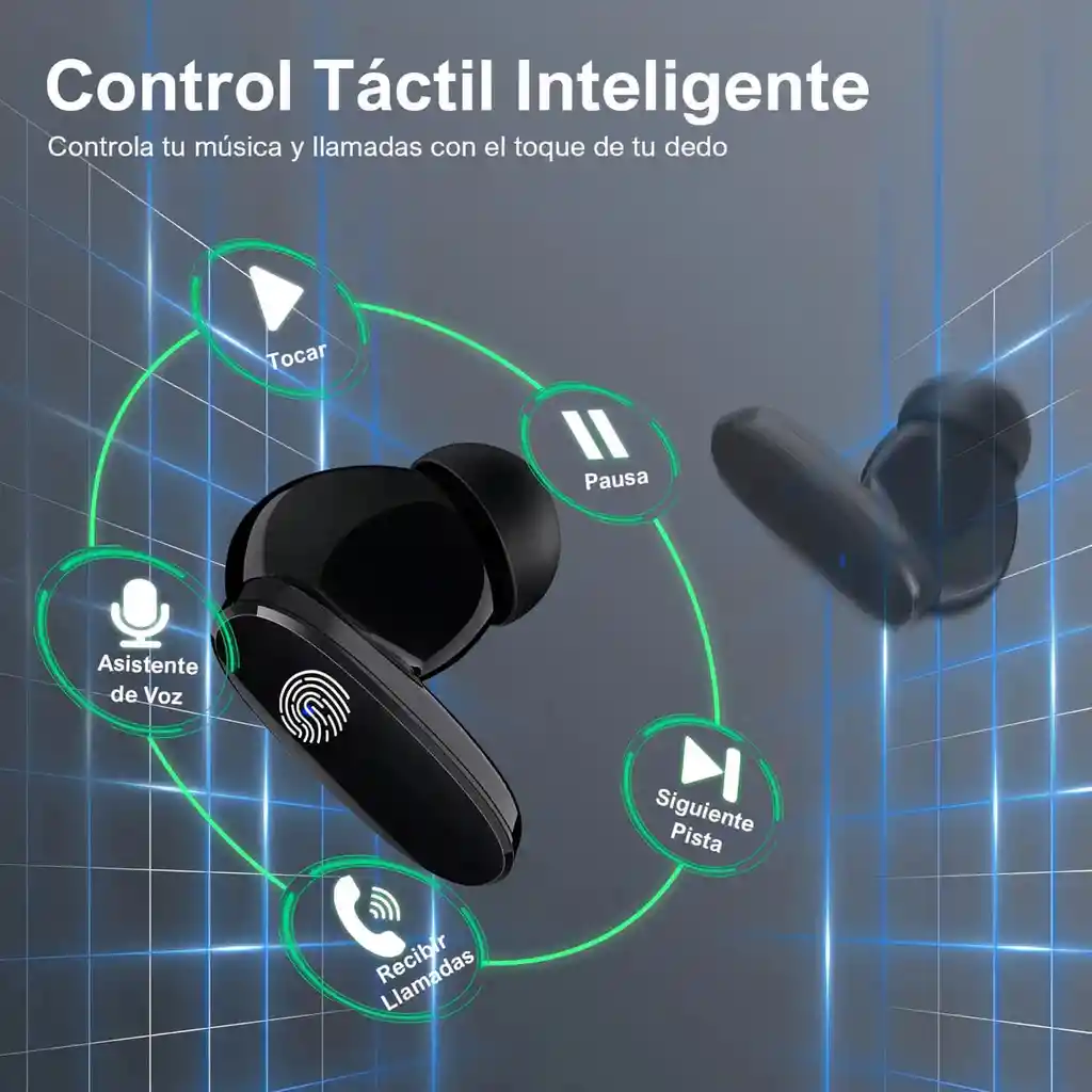 Auriculares In-ear Inalámbricos 1hora Bluetooth Aut205 Aut205n Negro Con Luz Led