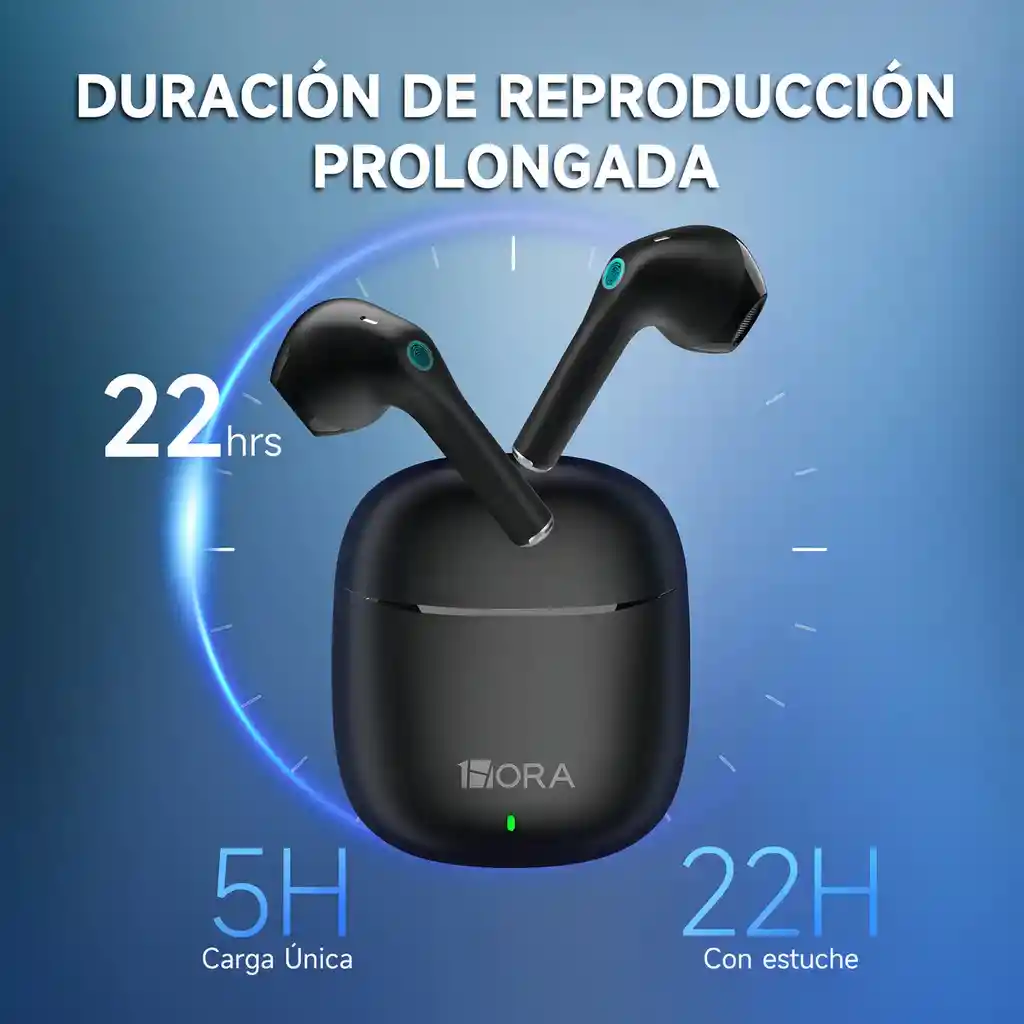 Audífonos Inalámbricos 1hora Auriculares Bluetooth Aut201 Color Negro