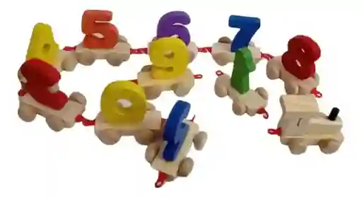 Juego Tren Con Números Didáctico Y Divertido Madera Niños