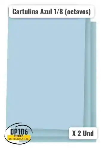 Cartulina Azul 1/8 (octavos) X 2 Und