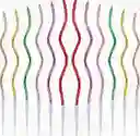 Vela Espiral Colores Surtidos Cromados X 12 Unidades
