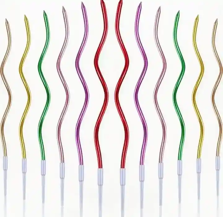 Vela Espiral Colores Surtidos Cromados X 12 Unidades