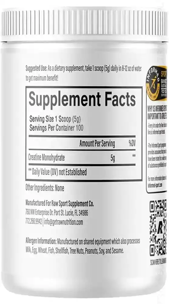 Creatina Monohidratada Raw Cbum 100 Servicios