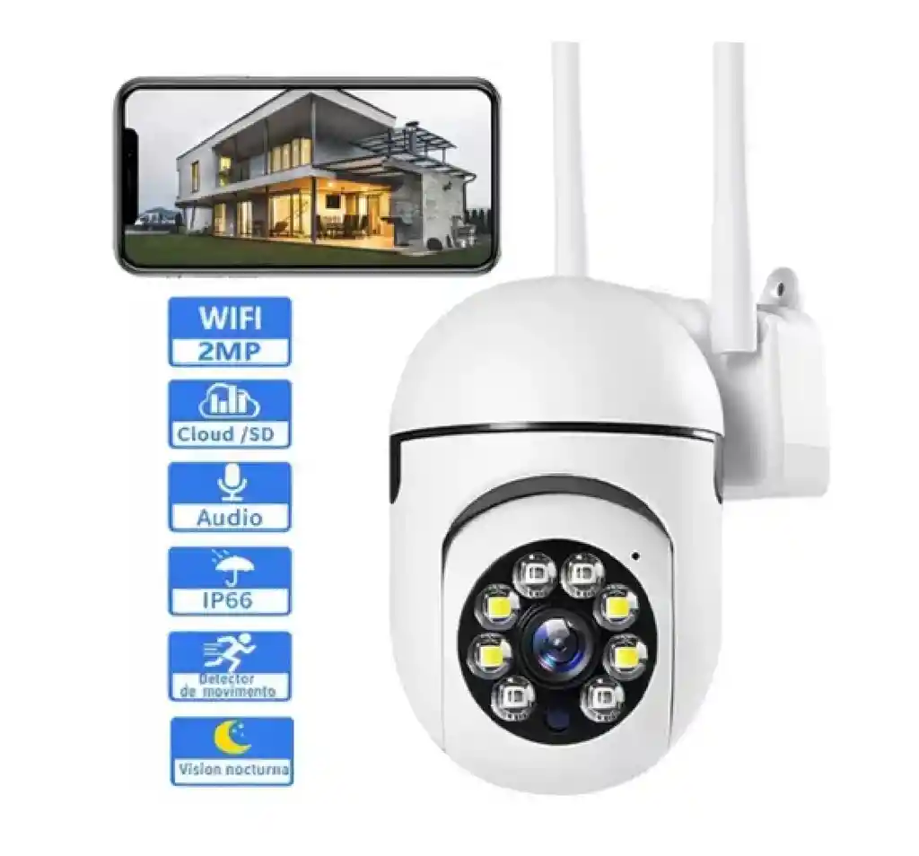 Cámara Seguridad Ip 2 Antenas 360 Wifi App V380