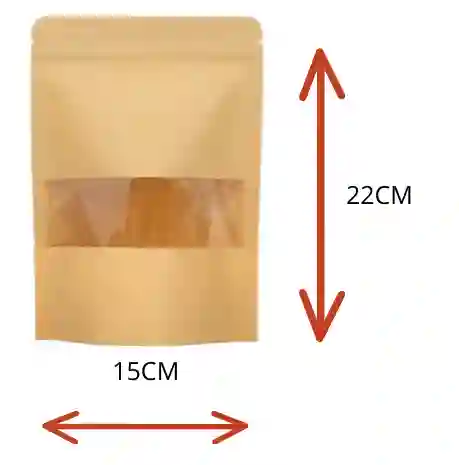 Bolsa Doypack 15x22 Kraft 250g Zipper Ventana