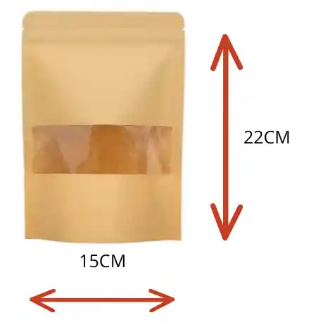 Bolsa Doypack 15x22 Kraft 250g Zipper Ventana
