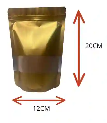 Bolsas Doypack 12x20 Cm Dorada 125gr Zipper Ventana