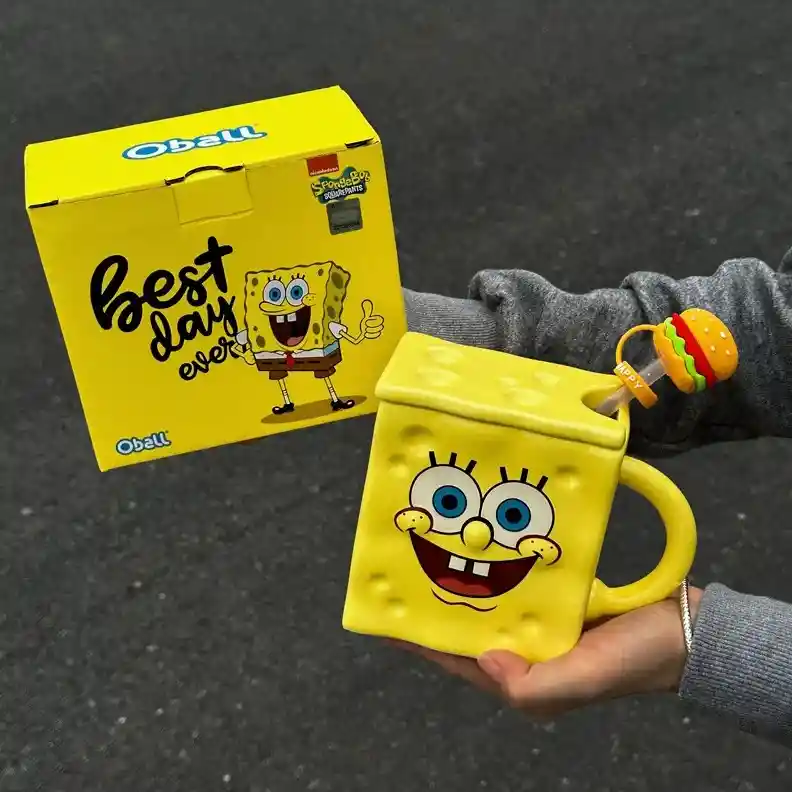 Mug Taza Coleccionable Bob Esponja Kawaii Pocillo Cerámica Bob Esponja
