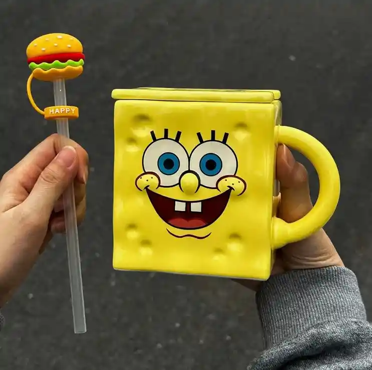 Mug Taza Coleccionable Bob Esponja Kawaii Pocillo Cerámica Bob Esponja
