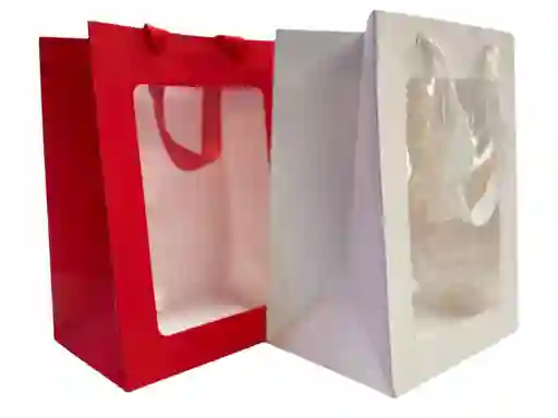 Bolsa Regalo Ventana Roja Y Blanca 20x30x16