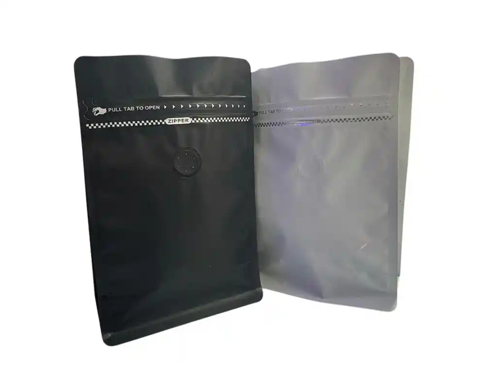 Bolsa Con Valvula Para Café 500gr Blanca Y Negra