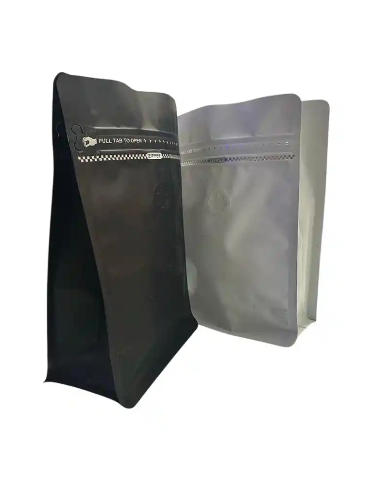 Bolsa Con Valvula Para Café 500gr Blanca Y Negra