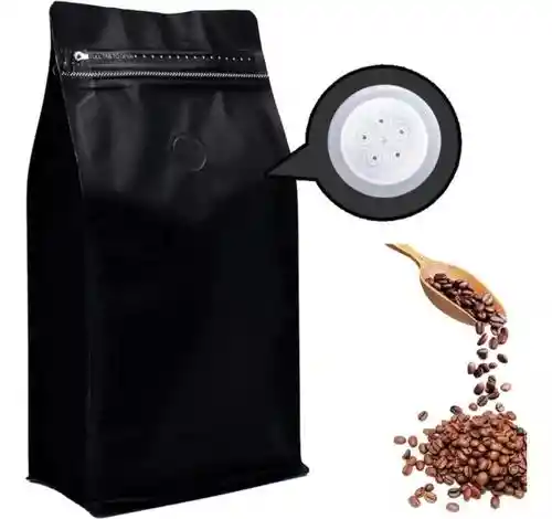 Bolsa Con Valvula Para Café 1000 Gr Negra