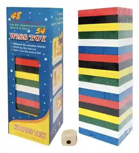 Juego De Mesa Jenga 54 Fichas - Yenga Pequeña En Madera Dm548