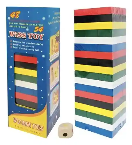 Juego De Mesa Jenga 54 Fichas - Yenga Pequeña En Madera Dm548