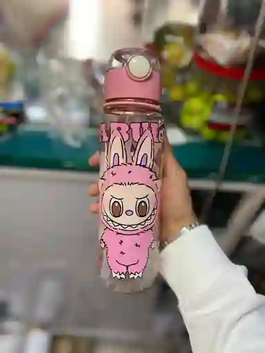 Lindo Termo Labubu Rosado Botella Cierre De Seguridad Con Pitillo Labubu
