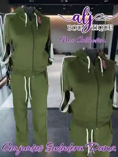 Conjunto Sudadera Dama Deportivo Verde Militar
