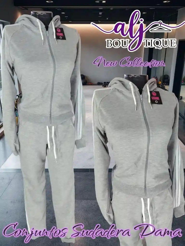 Conjunto Sudadera Dama Deportivo Gris Claro