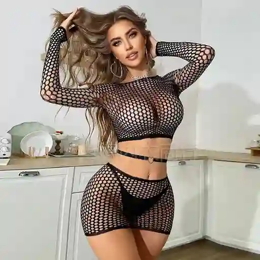 Lencería De Malla Brillante Para Mujer, Lencería Sexy De Malla Con Diamantes De Imitación,