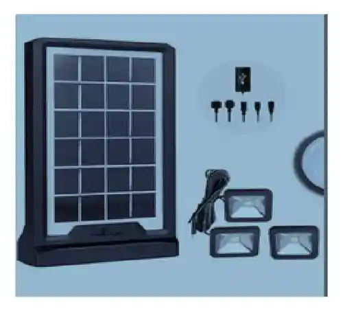 Kit Panel Solar Cl-06a Luz Led + 3 Bombillos Power Bank Portatil