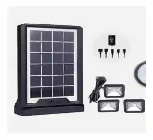 Kit Panel Solar Cl-06a Luz Led + 3 Bombillos Power Bank Portatil