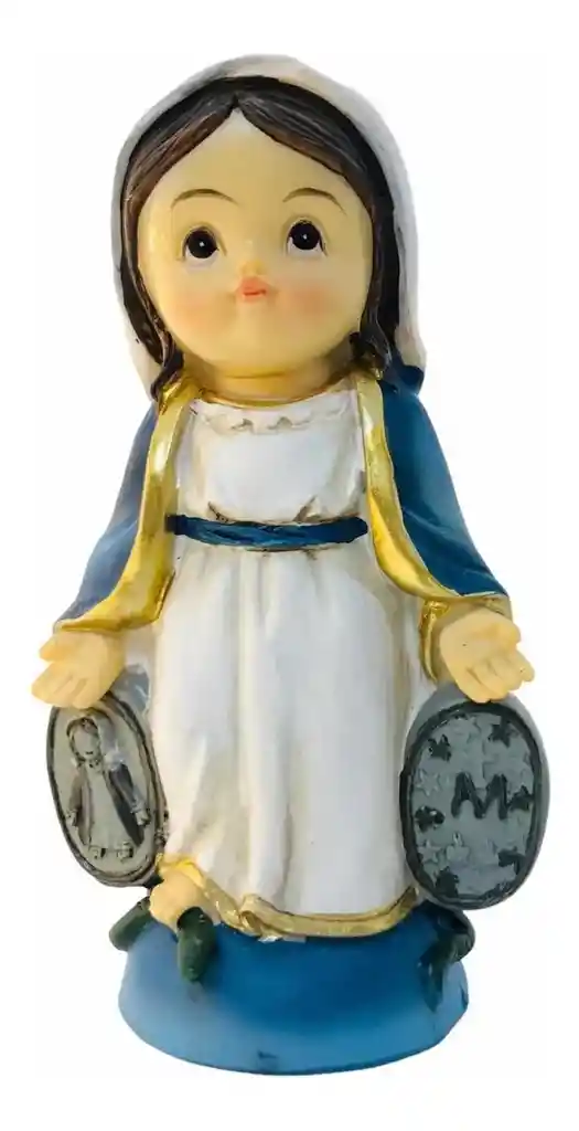 Figura Religiosa Virgen Milagrosa Carita De Bebé 10cm Porcelana Italiana Firenzi