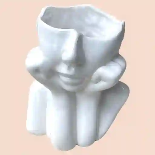 Matera En Ceramica Rostro Blanco