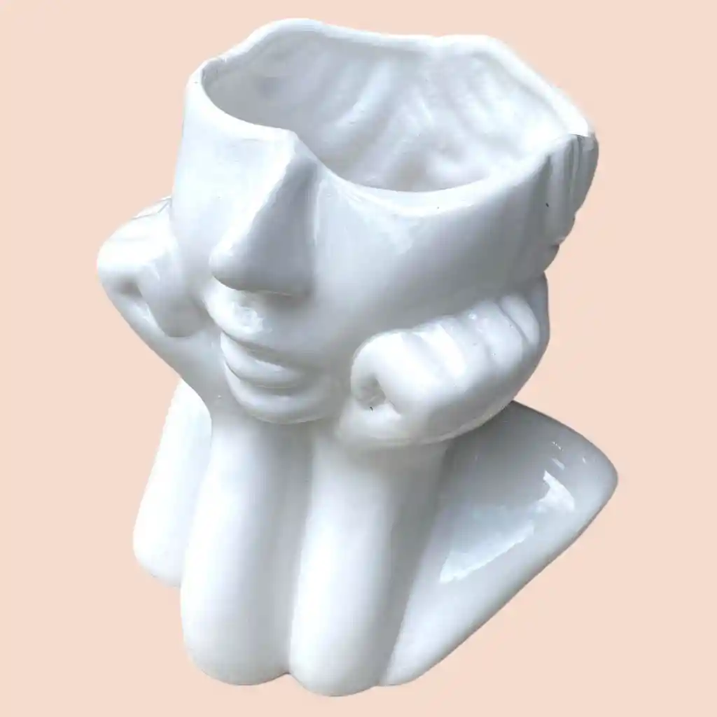 Matera En Ceramica Rostro Blanco