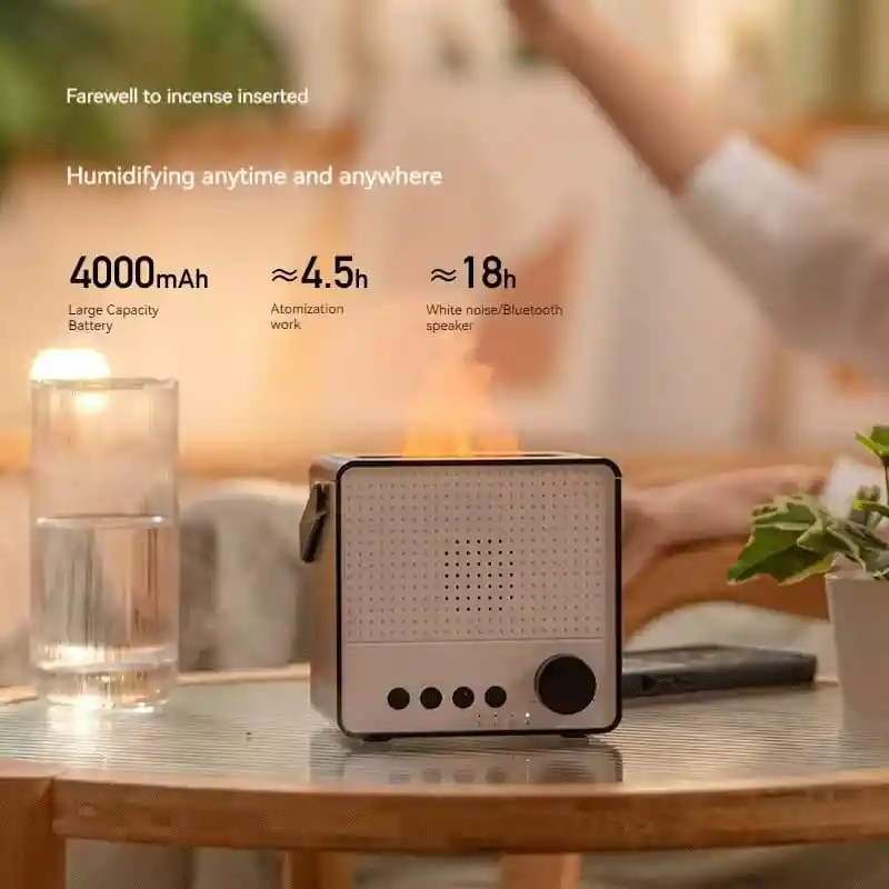 Parlante Humidificador Efecto Chimenea Bluetooth Portatil